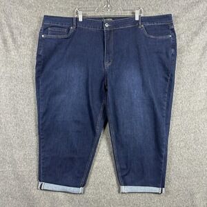 BloomChic Jeans Womens 28 Blue Dark Wash High Rise Relaxed Crop Stretch